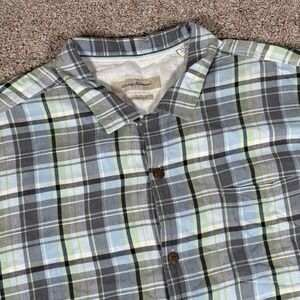 Tommy Bahama Plaid Button Up Short Sleeve Shirt Original Fit XXL 100% Silk